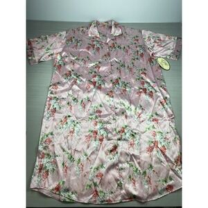 EJC intimates Sleepwear Shirt One Size House Dress Gown Mumu Pink Floral Vintage